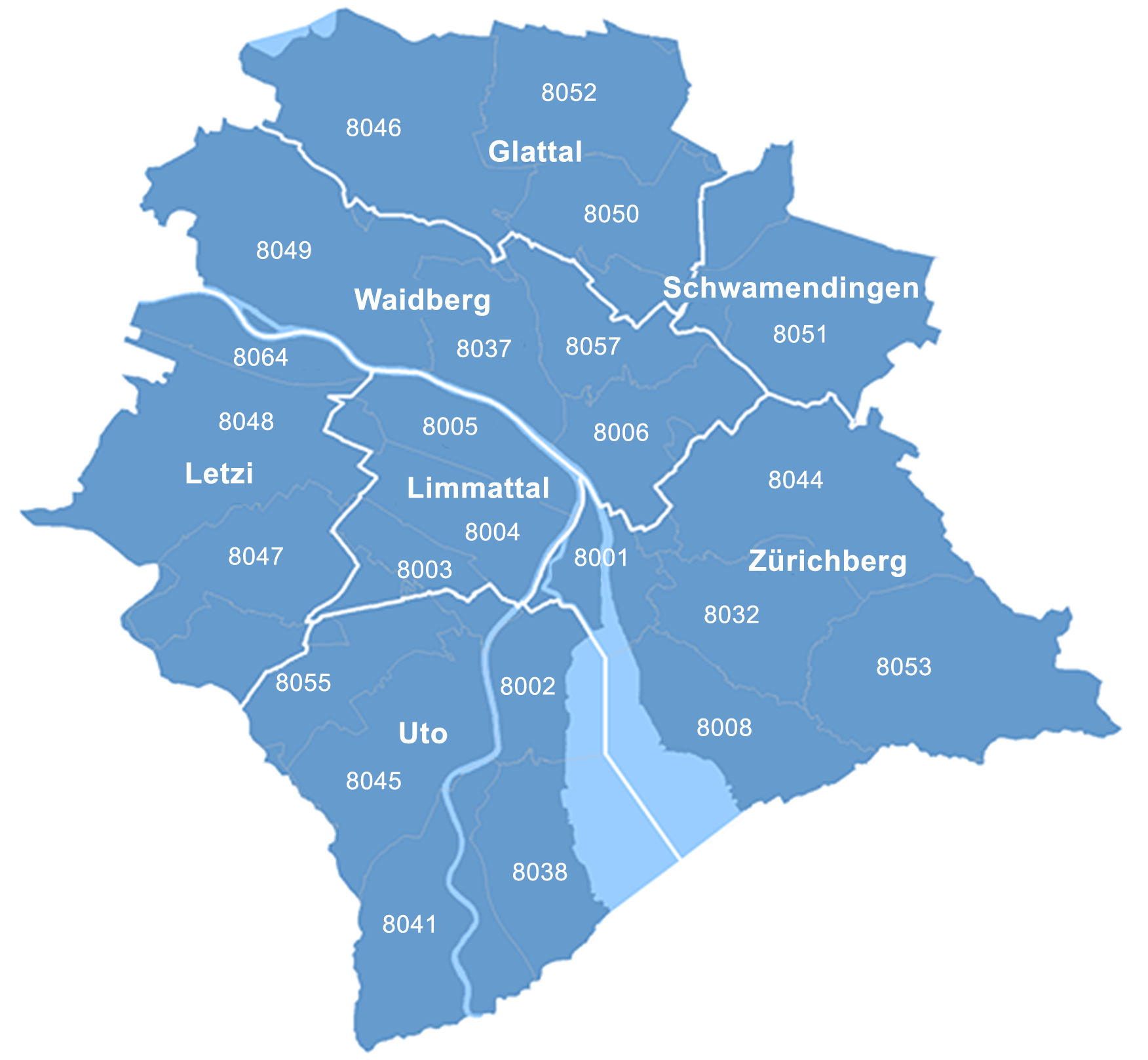 Karte der Stadt Zürich